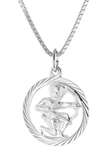 trendor Schütze Sternzeichen Halskette Silber 925 - Elegante Halskette mit Schütze-Anhänger aus 925er Silber. Fein gearbeitet mit diamant-geschnittenem Rand. Ideal als Geschenk oder für den eigenen Stil. Hochwertige Verarbeitung und zeitloses Design.