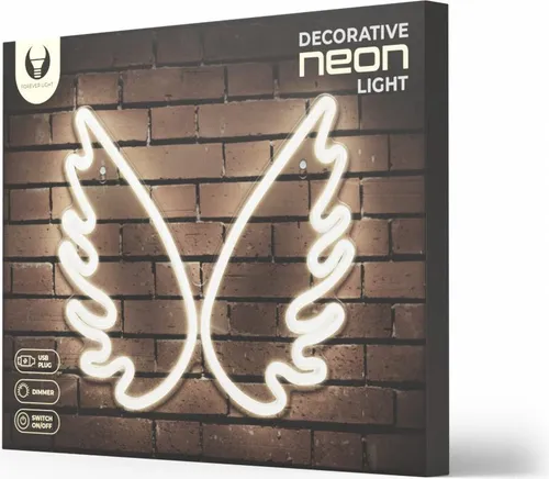 Forever Light Neon PLEXI LED WINGS Nachtlichter - Stimmungsvolles Neon PLEXI LED Nachtlicht in Form von WINGS, perfekt für kreative Raumdekoration und energieeffizient mit USB- oder Batteriebetrieb.