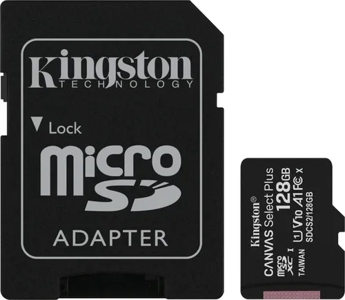 Kingston Canvas Select Plus microSD Speicherkarte 128GB Class 10 - Hohe Geschwindigkeit bis zu 100MB/s, optimal für Android-Geräte, inkl. SD Adapter