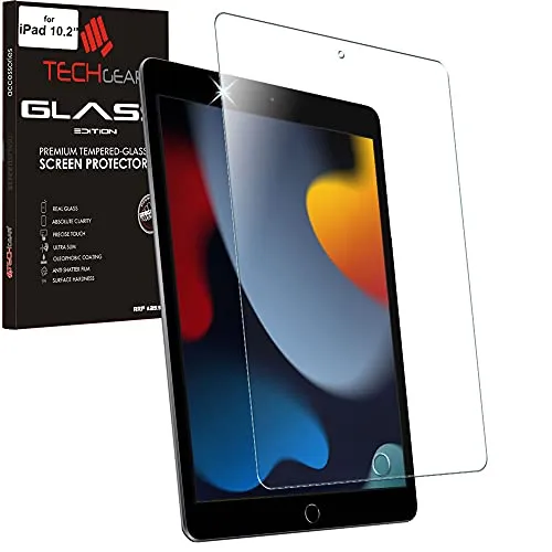 TECHGEAR GLAS Kompatible mit iPad 10.2 2021/2020/2019 - Displayschutzfolie aus gehärtetem Glas [9H Härte] [Crystal Clarity] Schutzfolie iPad 9, iPad 8 iPad 7 [9. 8. 7. Generation] 10,2 Zoll