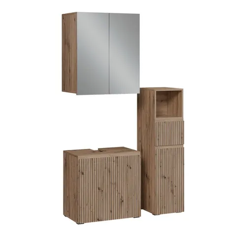 Vicco Badmöbel-Set Takumi, 3-teilig, Artisan, braun - Modernes 3-teiliges Badmöbel-Set in Artisan-Optik, ideal für stilvolle Badezimmergestaltung. Robuste Spanplatte sorgt für Langlebigkeit und Funktionalität.