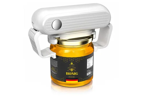 Arendo Elektrischer Dosenöffner Deckelöffner für versiegelte Gläser, Automatischer Glasöffner, Küchenhelfer, Freihändiger Schraubdeckelöffner für 3,5 bis 10 cm Ø