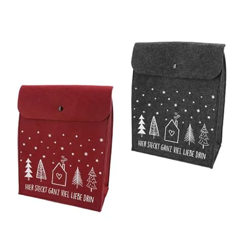 Stück Filztasche mit Druckknopf 26,5 x 35 cm große Geschenktasche Weihnachten Anthrazit Bordeaux Rot 2