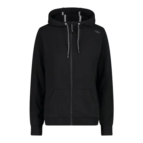 CMP Damen Stretch Fleece Hoodie Jacke (Größe L, schwarz) - Funktionsjacken, bequeme Baumwollstretch-Konstruktion für entspanntes Tragen nach langen Bergtagen.