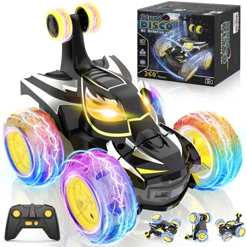 FUIOCOCP Bat Ferngesteuertes Auto 2,4 GHz für Kinder 3 4 5 6 7 8 9 10 Jahre | RC Autos mit Fernbedienung Monstertruck mit Buntes Licht, 360°Flip Stunt Car Spielzeug Geburtstags Geschenk Junge Mädchen