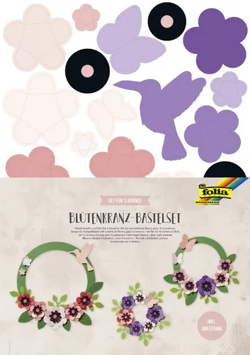 folia Blütenkranz-Bastelset für 3 Kränze