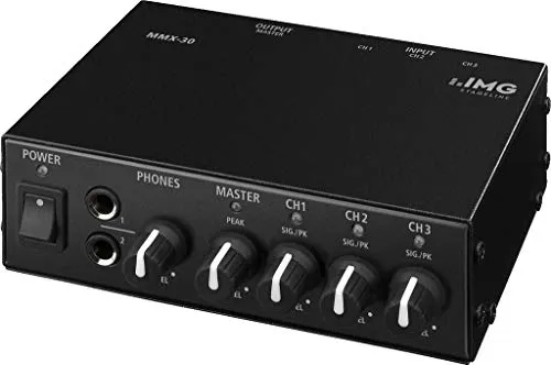 IMG Stageline MMX-30 Mischpult - 3-Kanal-Stereo-Line Mischer - Mischpulte für Live-Auftritte, kompakt und benutzerfreundlich, ideal für Musiker und DJs, bietet hochwertige Audioqualität.