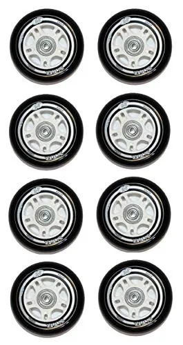 Hyper 8er Set XTR 84mm 84a Rolle schwarz speziell f. K2 Skates Inliner => vormoniert Rollen mit Kugellager ABEC 7 + Spacer 6mm montiert