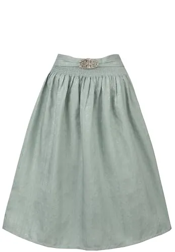 Stockerpoint Sc-300 Damen Midi Dirndlschürze in Salbei - Dirndlschürze für Midi-Dirndl, Länge 70 cm, aus hochwertigem Allover Jacquard mit trendiger Metallschließe für eine feminine Passform.