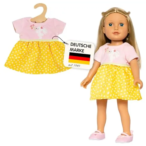 Heless 2360 - Puppenkleidung im Design Bunny Lou, Kleid mit Hasenapplikation für Puppen und Kuscheltiere der Größe 35-45 cm