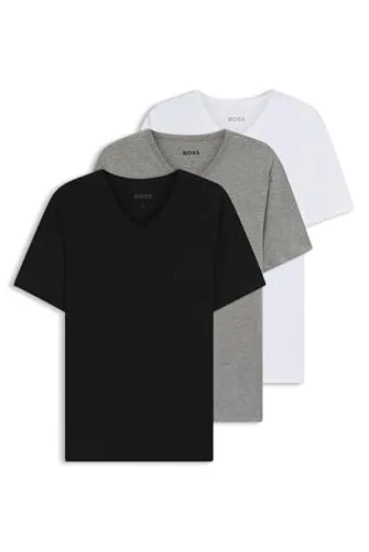 BOSS Herren Classic T-Shirts 3er Pack - Kurzarm V-Neck - T-Shirts für Herren, 3er Pack aus reiner Baumwolle mit V-Ausschnitt, ideal für einen lässigen Look und hohen Tragekomfort.