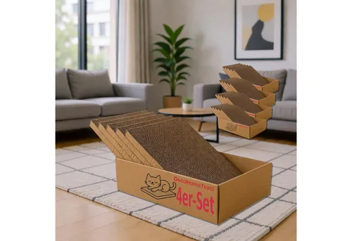DecoHomeTextil Katzen Kratzbrett 4x5er-Set – Optimaler Kratzschutz und Spielspaß - Die praktische Kratzbox (44 x 29,5 x 13 cm) fördert das Kratzen und Spielen Ihrer Katze. Schützt Möbel vor Kratzschäden und ist aus umweltfreundlicher Pappe gefertigt. Ideal für alle Katzenrassen!