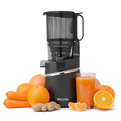 4SWISS Slow Juicer WB025 - Entsafter für Obst und Gemüse - Einzelschnecken-Entsafter mit 37 U/min für maximale Saftausbeute und Nährstofferhaltung. Ideal für gesunde Ernährung und schnelle Reinigung durch Easy Cleaning System.