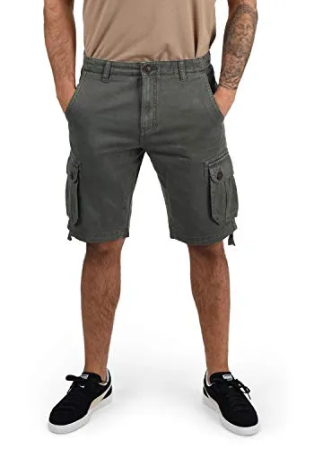 !Solid Vizela Herren Cargo Shorts - Dark Grey - Herren-Shorts aus 100% Baumwolle im Regular Fit mit praktischen Cargotaschen für ausreichend Stauraum und einem modernen Army Look, ideal für den Sommer.