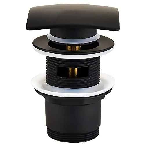 Überlauf Waschbecken schwarz matt eckig Pop Up Ventil Waschtisch Push Abfluss Ablauf-Garnitur Stöpsel