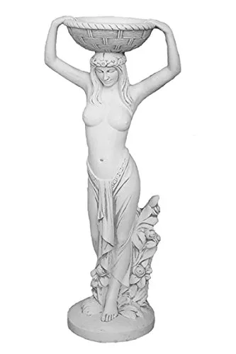 Antikes Wohndesign Griechische Frauen Statue Nackte Statue Gartenfigur Weiß-grau-patina 119 cm 77 KG Winterfest Frostsicher