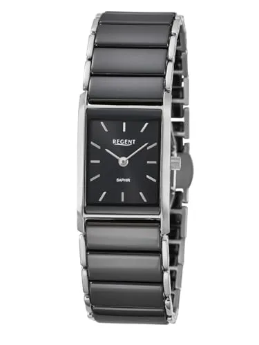 Regent Quarzuhr F-1583 - Elegante Damenuhr in Schwarz - Damenuhr mit analoger Anzeige, spritzwassergeschützt und edlem Edelstahl-Gehäuse. Perfekt für stilbewusste Frauen!
