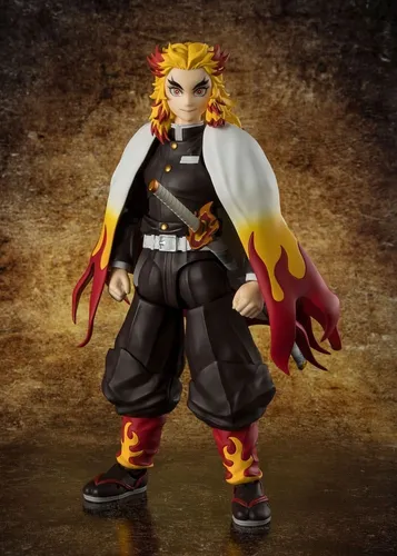 Tamashii Nations Demon Slayer Kyojuro Rengoku Actionfigur 15 cm - Actionfigur aus Demon Slayer: Kimetsu no Yaiba, detailgetreu mit 3 Paar Händen und 5 Gesichtsausdrücken für dynamische Posen. Ein Must-Have für Sammler und Anime-Fans!