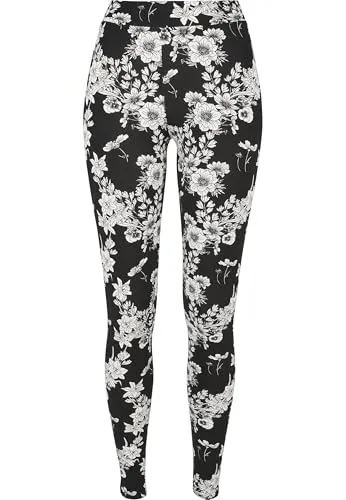 Urban Classics Damen, Yoga Pants, Blackflower, XS