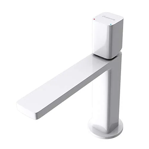 doporro Einhebelmischer Weiß 19,6 cm - Touch-On-Wasserhahn für Badezimmerwaschbecken, praktischer Einhandmischer mit antibakterieller Oberfläche für einfache Pflege und Hygiene.