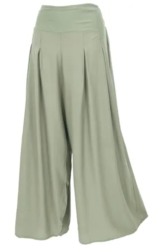 GURU SHOP Boho Hosenrock - Helles Olivgrün, Damen, Größe L/X - Stylische Schlupfhose mit bequemem, gesmoktem Bund. Ideal für entspannte Sommertage, lässt sich vielseitig kombinieren und sorgt für einen lässigen Look.