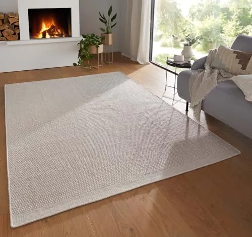 Taracarpet Moderner Boho Skandi Wollteppich 200x300 cm in weiß von TaraCarpet