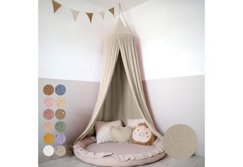 lilimaus Baldachin Kinderzimmer mit Goldapplikation - 12 Farben - Baby Betthimmel aus 100% Baumwolle, weich und atmungsaktiv. Ideal für eine gemütliche Atmosphäre im Kinderzimmer und vielseitig einsetzbar als Rückzugsort.