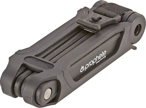 Prophete 6134 Faltschloss mit Halter 850 mm - Sicher und praktisch - Faltschloss mit Halter, Laser-Cut Technologie für hohe Sicherheit, inklusive 1 Standard- und 1 LED-Schlüssel, ideal für Fahrräder und E-Bikes.