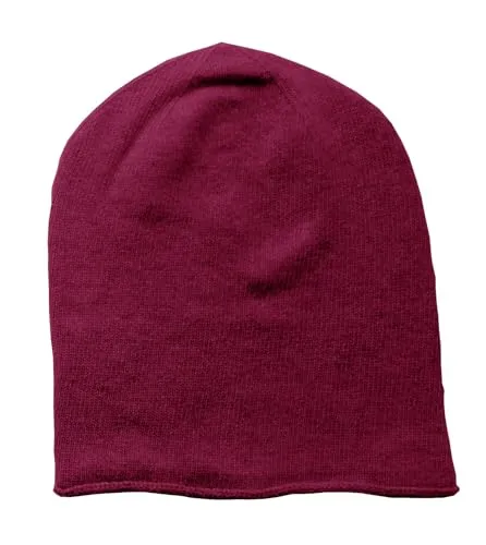 Mississhop 381 Feinstrick Kaschmir-Gemisch Beanie Mütze Slouch/XXL Schal/Handschuhe Bordeaux Einheitsgroesse Muetze