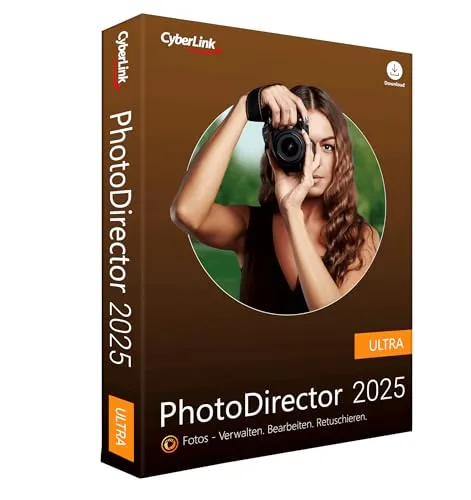 Cyberlink PhotoDirector 2025 Ultra - Bildbearbeitungssoftware - Foto- und Grafikbearbeitung mit lebenslanger Lizenz, ideal für kreative Projekte auf Windows, unterstützt mehrere Sprachen.