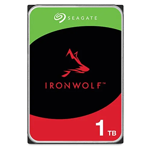 Seagate IronWolf HDD 1TB für NAS, 5400 RPM - Interne 3,5-Zoll-Festplatte mit 1 TB Kapazität, optimiert für NAS-Systeme. Mit AgileArray-Technologie und 24/7-Betrieb für zuverlässige Leistung und Datensicherheit.