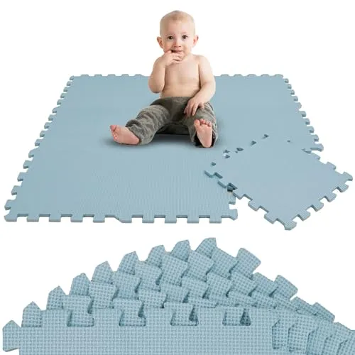 LittleTom 9 Teile Spielmatte Baby Puzzlematte ab Null - 30 x 30 cm Krabbelmatte Bodenmatte Kinder - Puzzle Teppich Kinderzimmer Matte - Outdoor Bodenschutzmatte Spielteppich - EVA Schaumstoff Isomatte