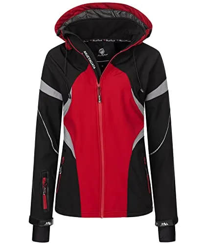 Rock Creek Damen Softshelljacke D-467 - Wetterfest und Atmungsaktiv - Funktionsjacken für Outdoor-Aktivitäten, wasserdicht, winddicht und atmungsaktiv. Ideal für die Übergangszeit mit abnehmbarer Kapuze und durchdachten Taschen.