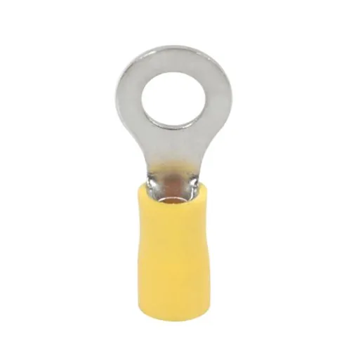 Elektrische Kabelschuhe | Crimpkabelschuhe | vorisolierte Endstücke | Kabelendhülsen vorisoliert | Elektrischer Stecker | Kabelendhülse | Beutel mit 10 Rundkabelschuhen | Isolee D.6 mm gelb