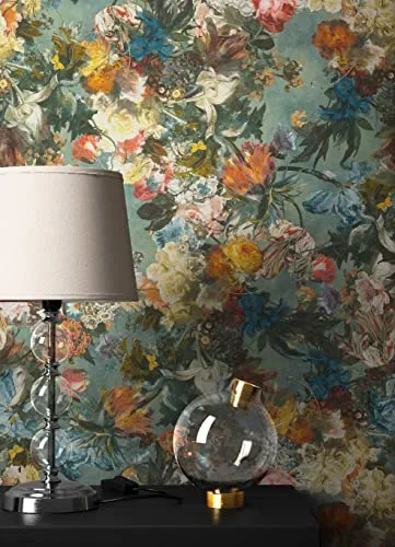 NEWROOM Blumentapete - Bunte Floral Vliestapete für modernes Wohnen - Tapeten & Tapezierzubehör: Hochwertige Vliestapete mit luxuriösem Blumen Design, leicht zu tapezieren und waschbeständig – ideal für jeden Raum.