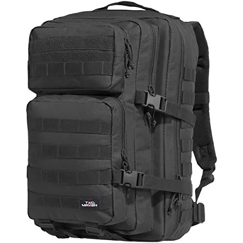 Pentagon Tac Maven Assault Large Backpack - Schwarz - Taktischer Rucksack (51 l) mit MOLLE-System, ideal für EDC und Outdoor-Aktivitäten. Komfortables Tragesystem mit Luftzirkulation für lange Tragezeiten.
