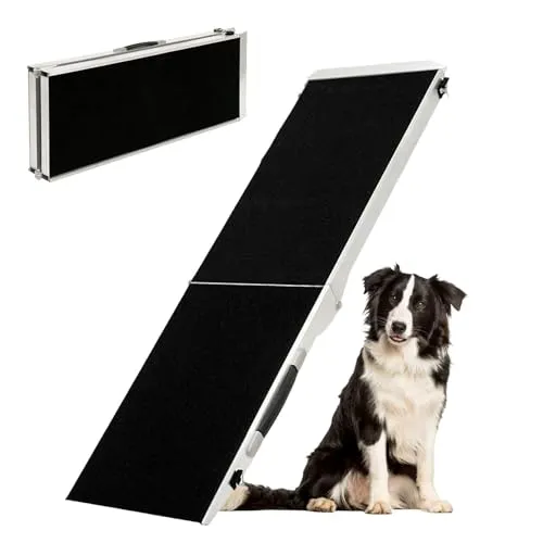 Petigi Hunderampe für Auto, Aluminium, rutschfest, kompakt, bis 150 kg