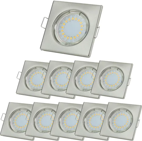 Einbaustrahler LED 10er Pack 5W Kaltweiß eckig Chrom gebürstet