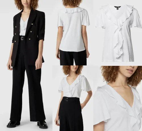 LAUREN RALPH LAUREN Volants Blouse Hemd - Elegantes Damen T-Shirt in Größe L aus 100% Baumwolle. Pflegeleicht und atmungsaktiv, ideal für Freizeit, Reisen und besondere Anlässe.