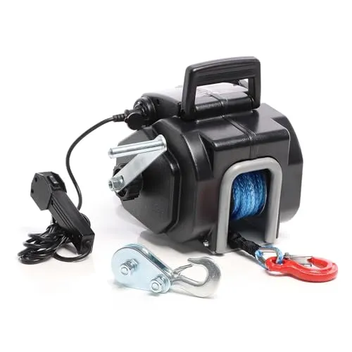 XPOtool Elektrische Seilwinde 12V 450W - 2267kg Zugkraft - Elektrische Winden – Starke Zugkraft von bis zu 2267 kg, ideal zum Ziehen und Halten von schweren Lasten. Leistungsstarker 450-W-Motor mit 1,38 m/min für schnelle Einsätze.