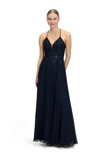Vera Mont Damen Abendkleid mit Stickerei 40, Night Sky - Elegantes Abendkleid von Vera Mont in Maxi Länge aus leichtem Chiffon, ideal für festliche Anlässe. Verleiht jedem Event Glamour und Stil.