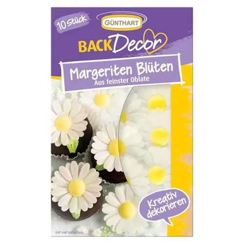 Günthart BackDecor | Margeriten Blüten aus feinster Oblate | geeignet auch für Kuchen oder Cupcakes