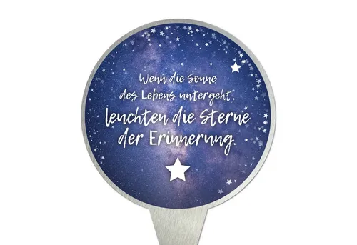 younikat Dekofigur Grabstecker aus Edelstahl I Grabschmuck Rund 16 cm I you0084