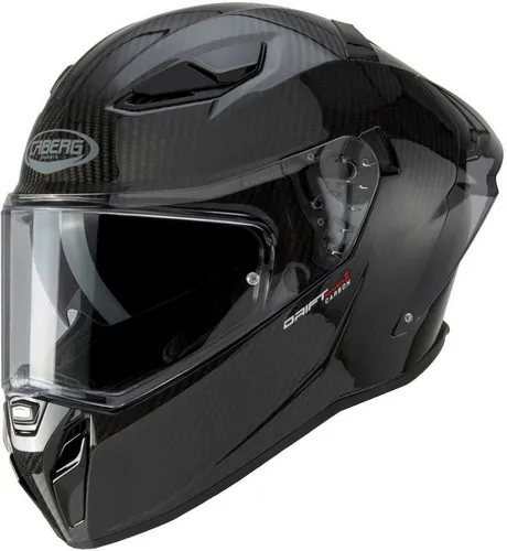Caberg Drift Evo II Carbon Integralhelm - Schwarz - L - Motorradhelm mit leichter Carbon-Schale, kratzfestem Visier und integrierter SOS Medical ID für Sicherheit im Notfall.