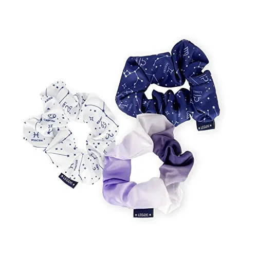 Legami - Set von 3 Hair Scrunchies Hair We Are, Haarband, Bungee-Riemen mit Satin-Effekt-Stoff, Stars-Thema