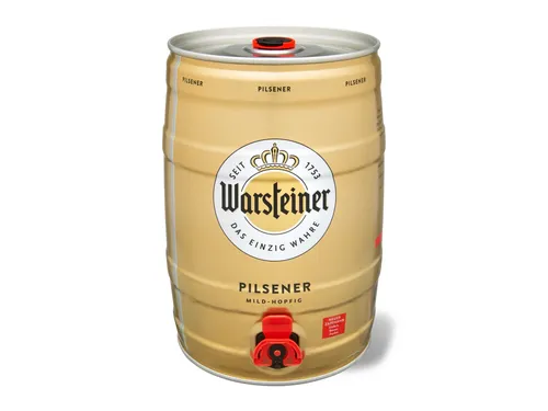 Warsteiner Premium Pilsener 5 L Bierfass mit Zapfhahn, Pfandfrei