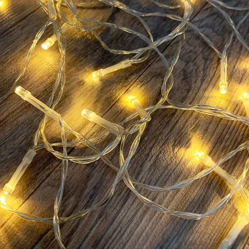 Lichterkette weiß 30 LED's transparent Batteriebetrieben mit Timer Innen + Außen