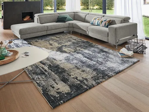 Musterring Teppich WAVE ARTE - Kuscheliger Microfaser Teppich in Grau - Teppich 170 x 240 cm, Höhe 9 mm, ideal für Fußbodenheizung, sorgt für ein gemütliches Ambiente und ist pflegeleicht.