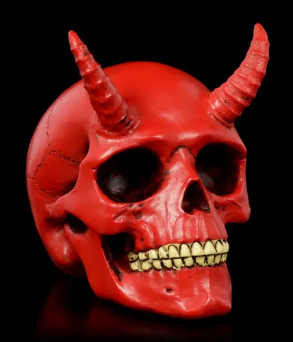 Gothic Totenkopf - Roter Dämon | Fantasy Skull Totenschädel Deko H 9 cm