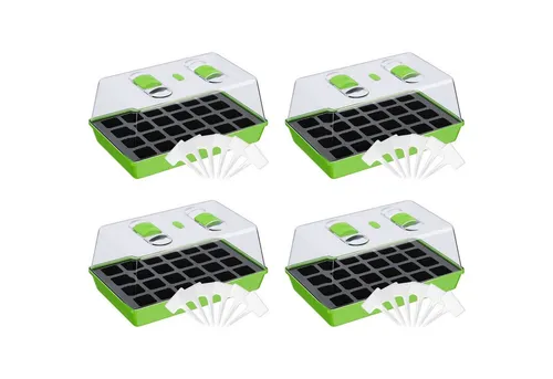 Wellgro Gewächshaus Anzuchtschale - Saatschale - Praktisches Mini Gewächshaus für die professionelle Aussaat und Anzucht von Jungpflanzen. Mit belüftbarer Haube und wasserdichter Wanne für optimale Wachstumsbedingungen.